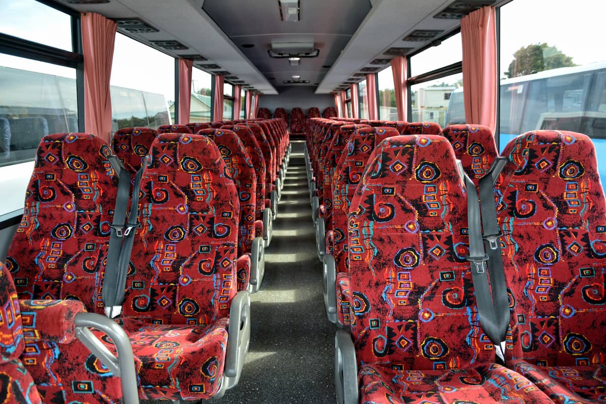 Inside a 51 seat MAN coach