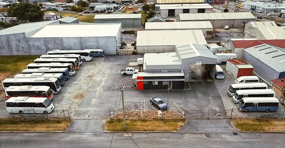 The Southern Bus Charters depot from the air. 